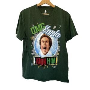 briefly stated buddy the elf omg santa I know him phrase decal men's L shirt